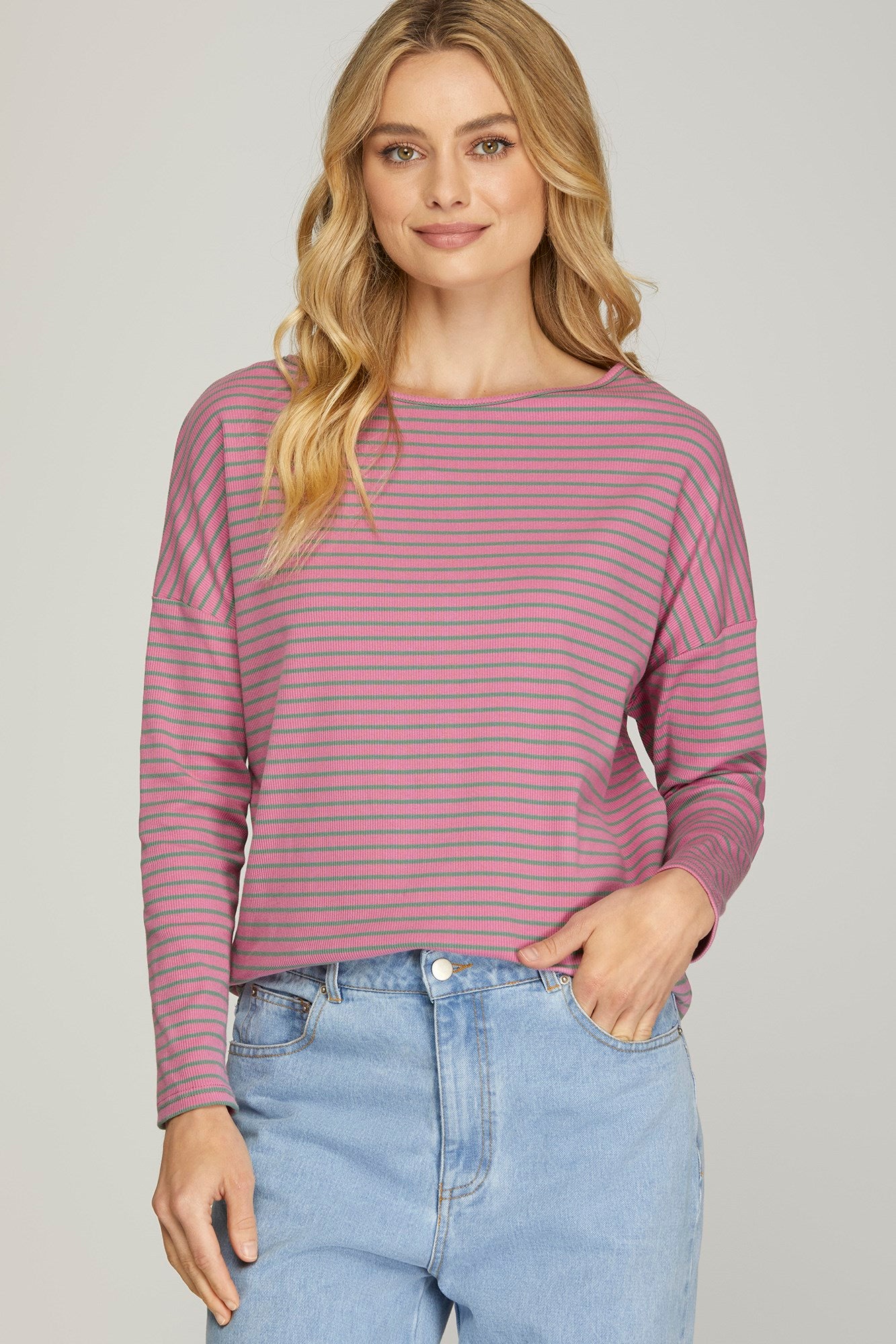 Fall in Love Stripped Pink Blouse