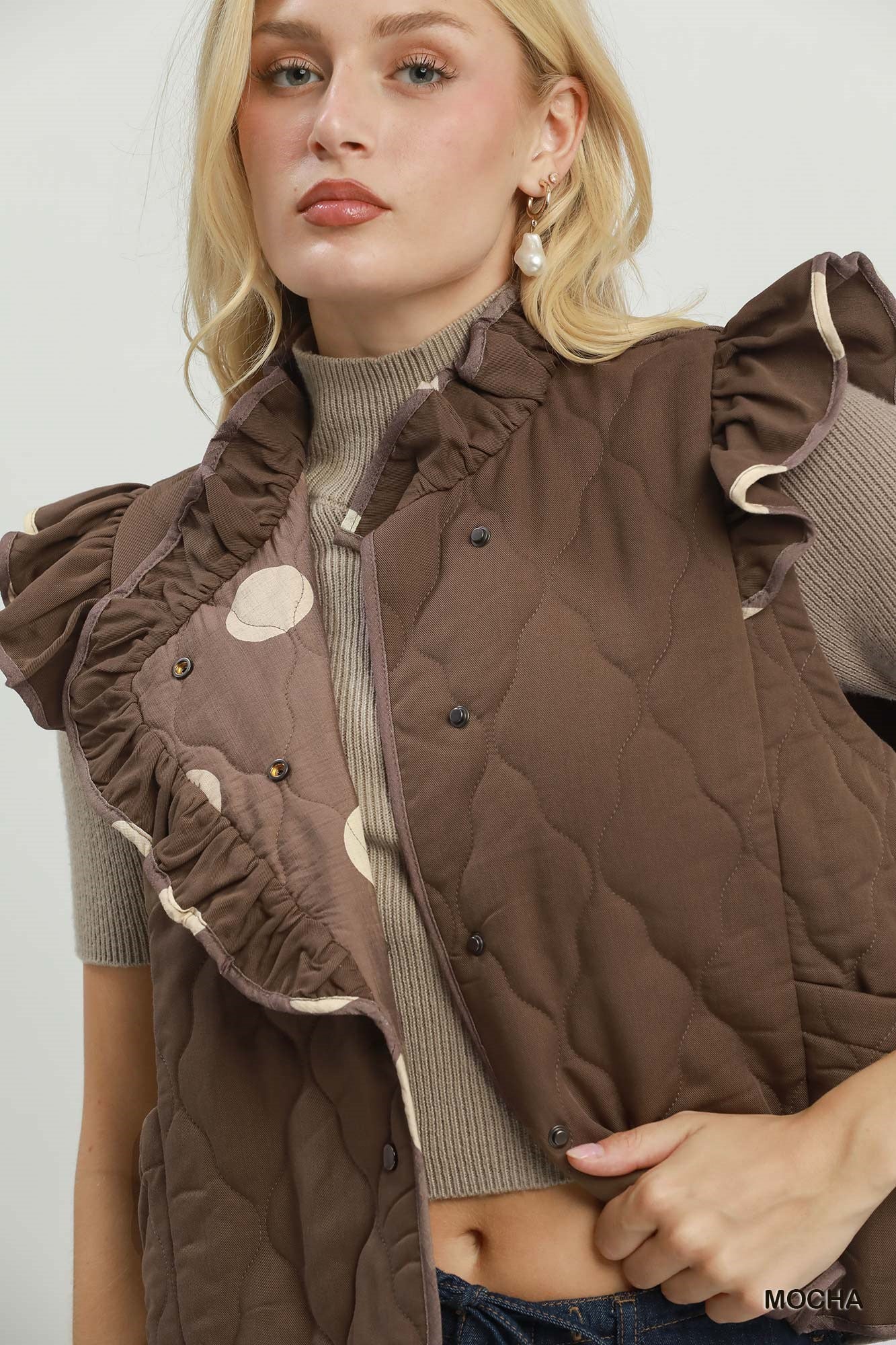 Chic Mocha Polka Dot Vest