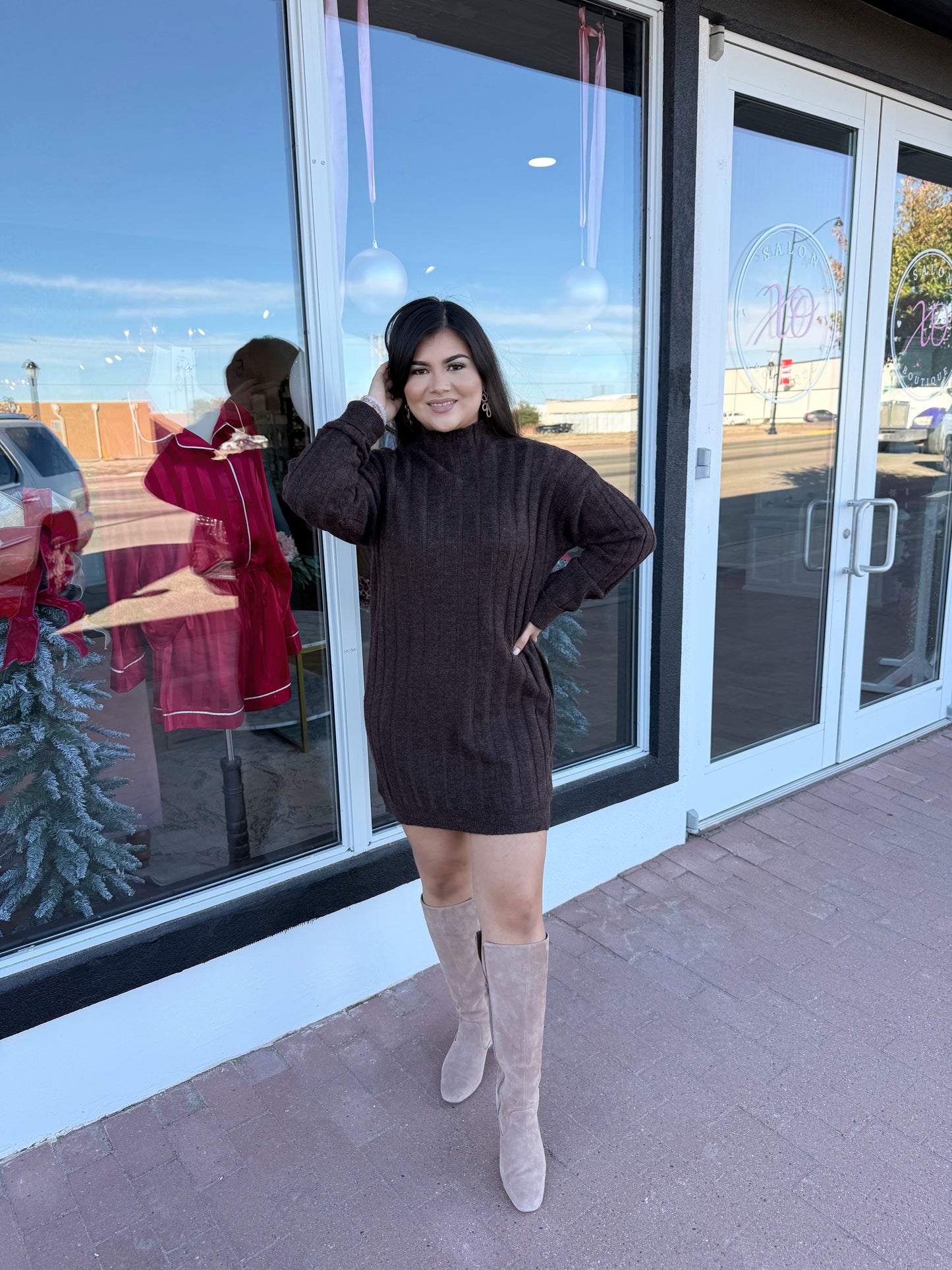 Luxe Brown Sweater Dress