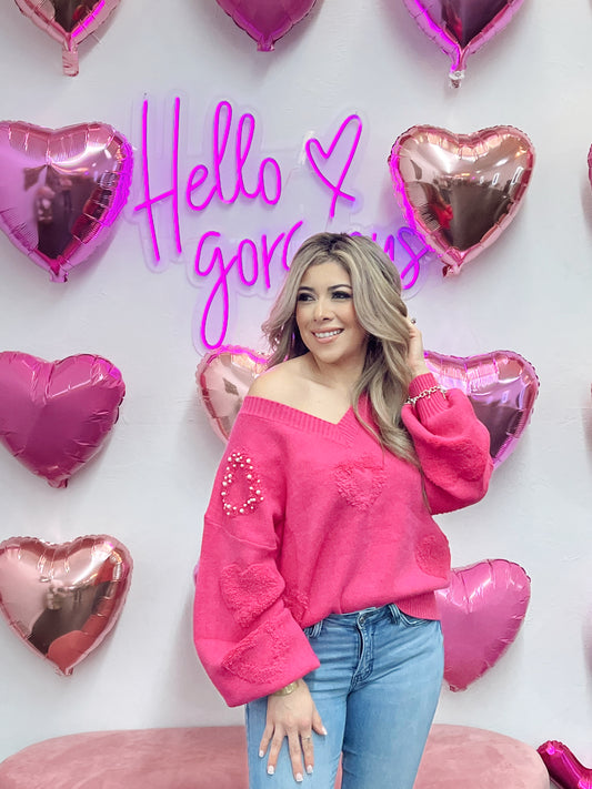 Cutely Charming Pink Sweater