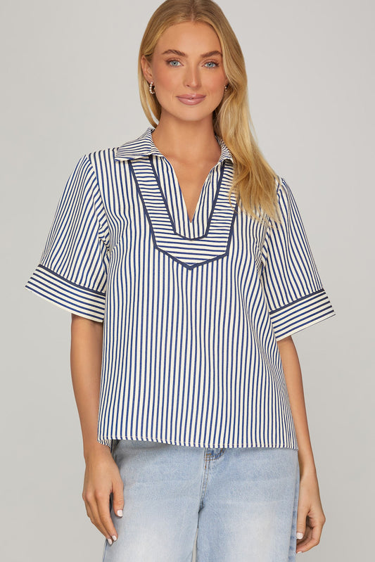 In the Hamptons Navy Blouse