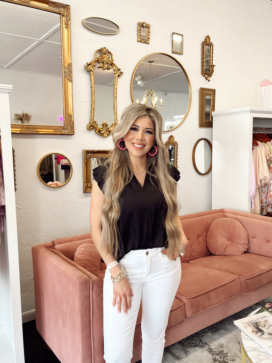 Perfect Attitude Black Satin Top