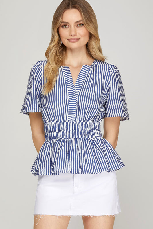 Impressive Blue Stripped Blouse