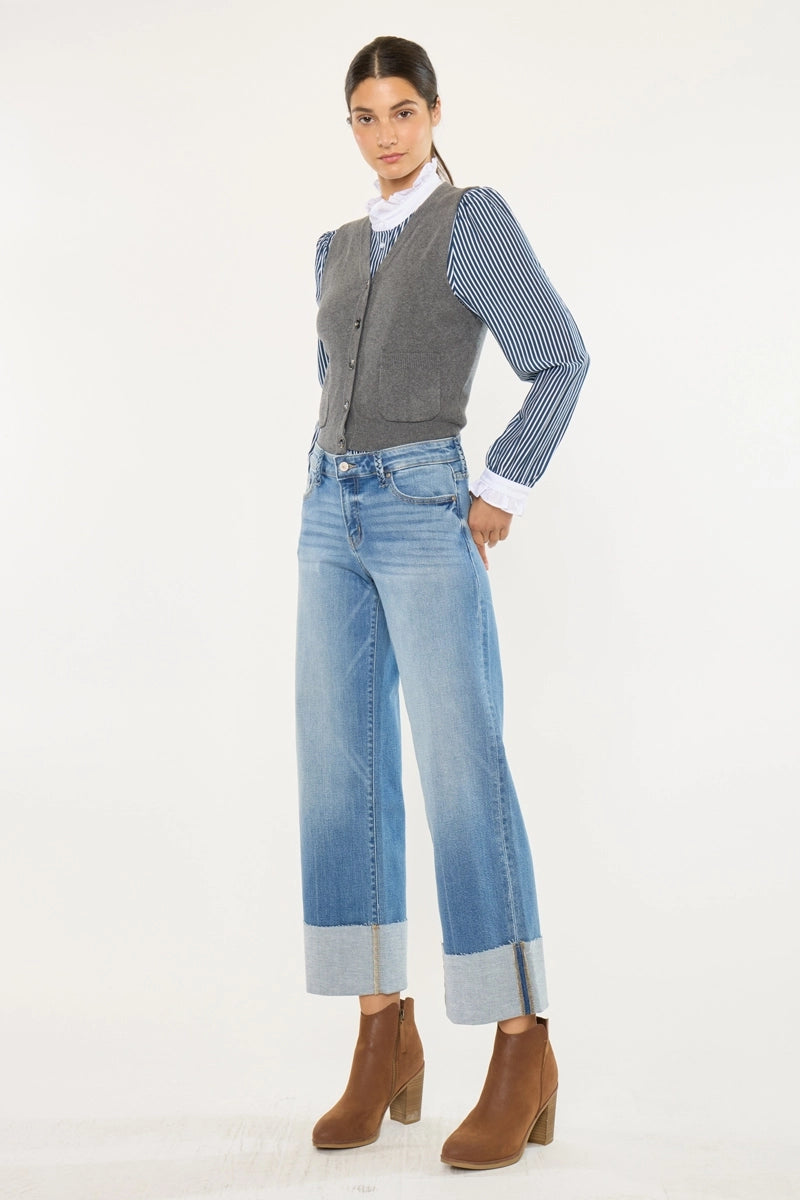 Blair Mid Rise Crop Wide Leg Jeans