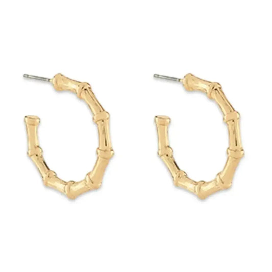 Gold Bamboo Hoop | Bamboo Earrings | Gold Hoops