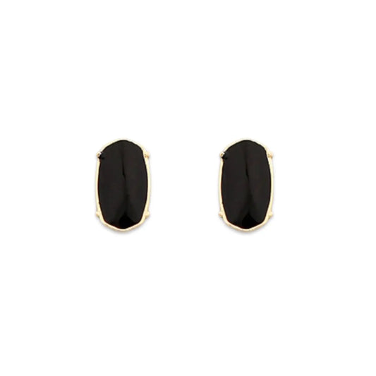 Acrylic Black Hex Stud Earrings