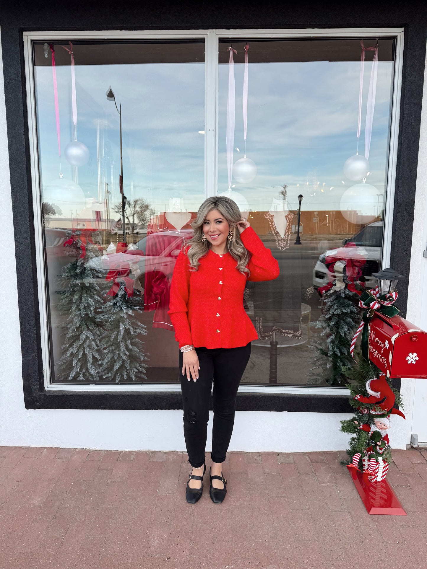 Holiday Greetings Red Cardigan