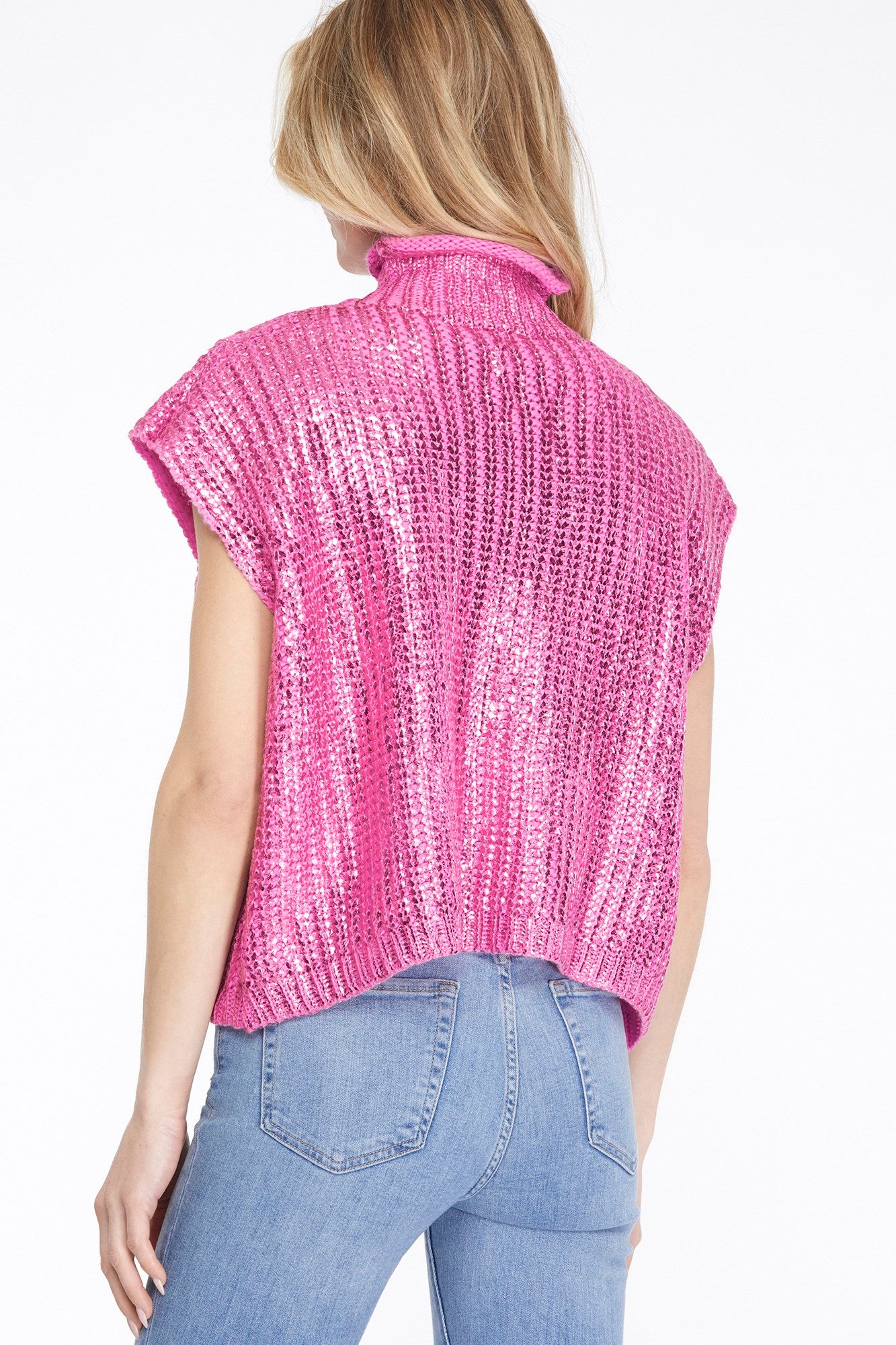 Girly Pop Metallic Sweater Top