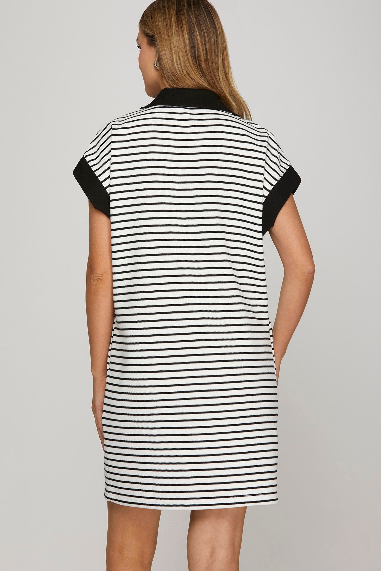 Back On Campus Black Stripped Dress