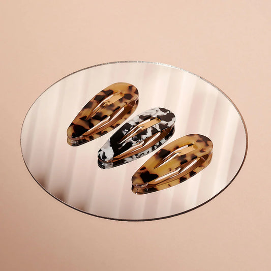 Snap Triangles Hair Clips Set - Tortoise