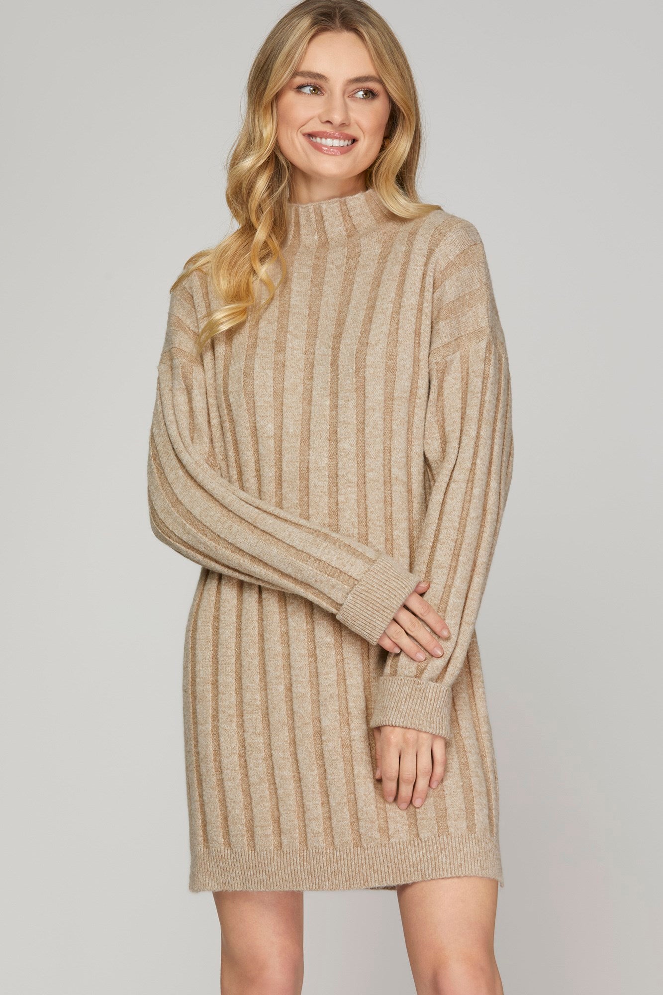 Luxe Tan Sweater Dress