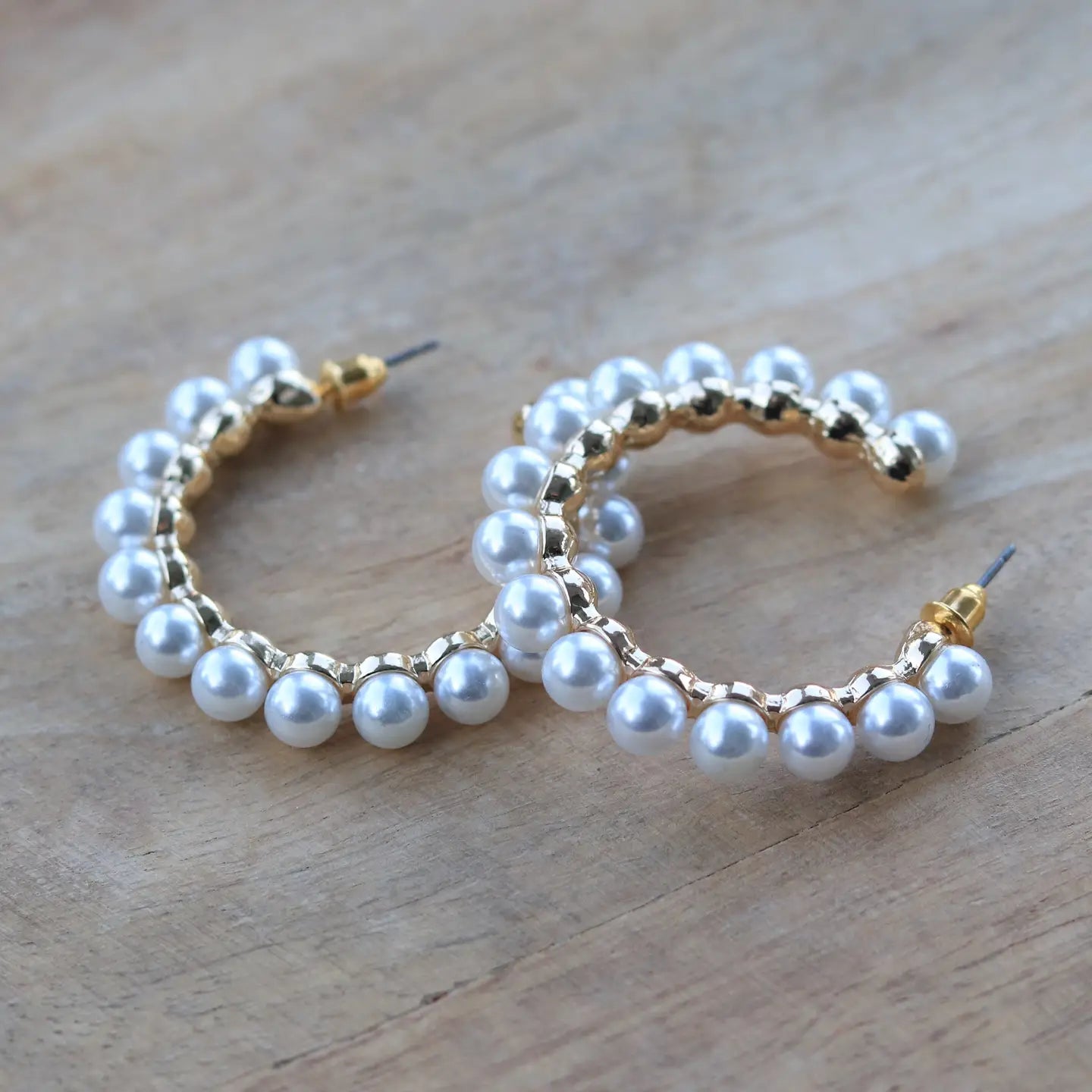 Pearl and Gold Huggie Mini Hoop Earring