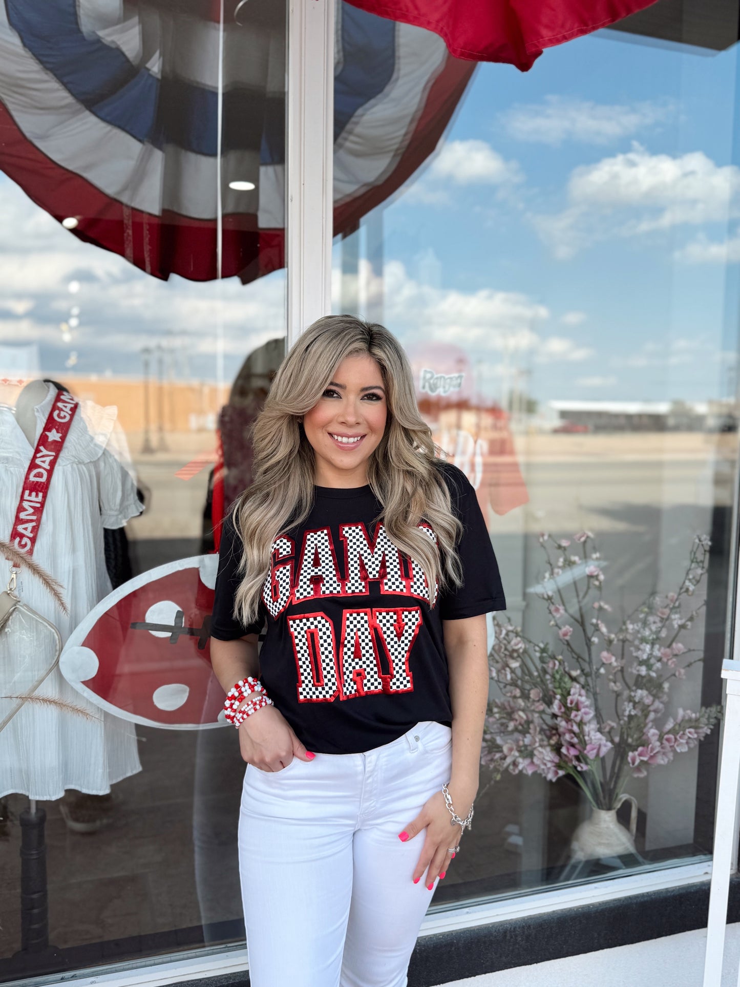 Checkered Game Day Black T-Shirt