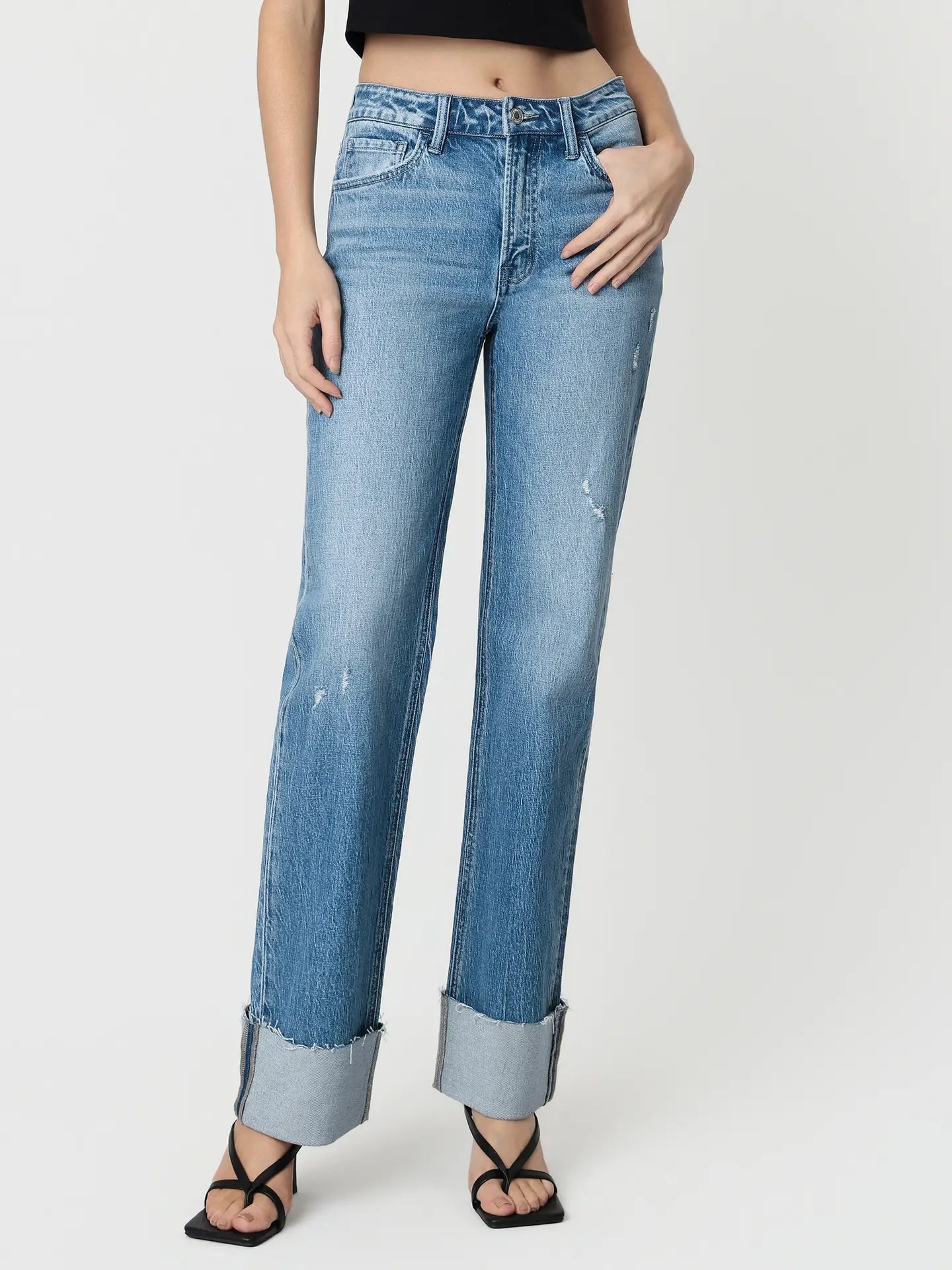 High Rise Xo Cuff Jeans