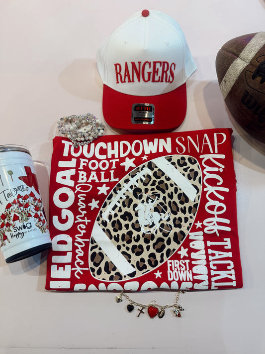 Leopard Football with Scattered Words Ranger Tee
