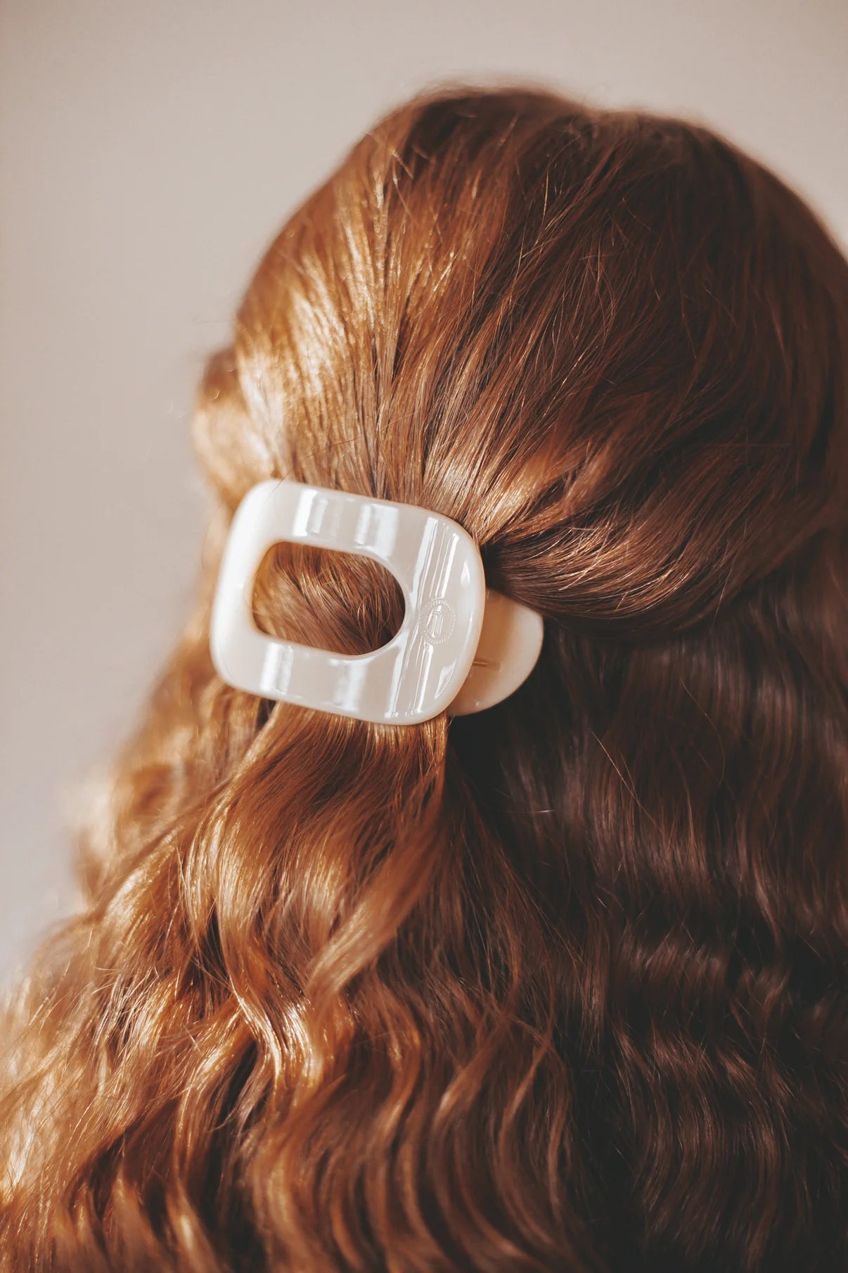 Almond Beige Small Flat Round Hair Clip- Teleties