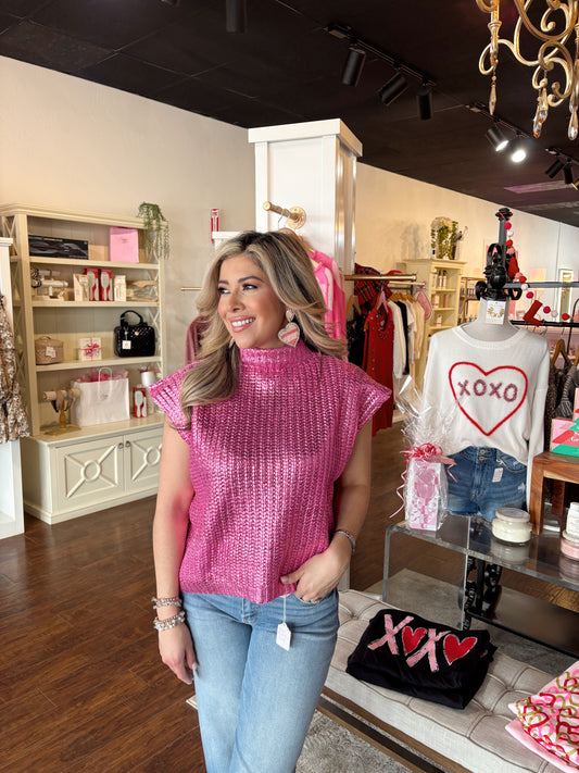 Girly Pop Metallic Sweater Top