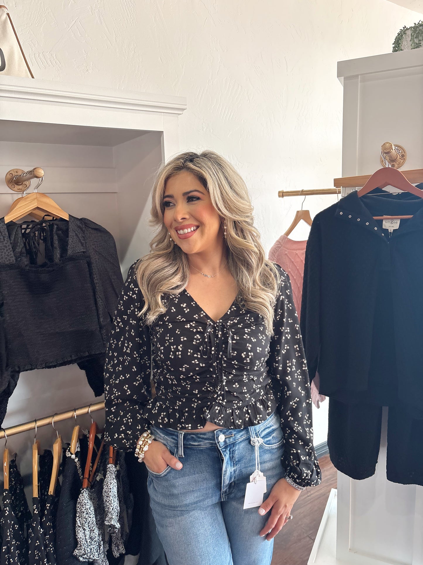 Autumn Meadow Black Blouse