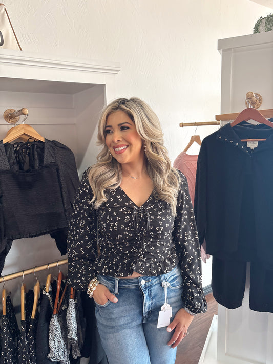 Autumn Meadow Black Blouse