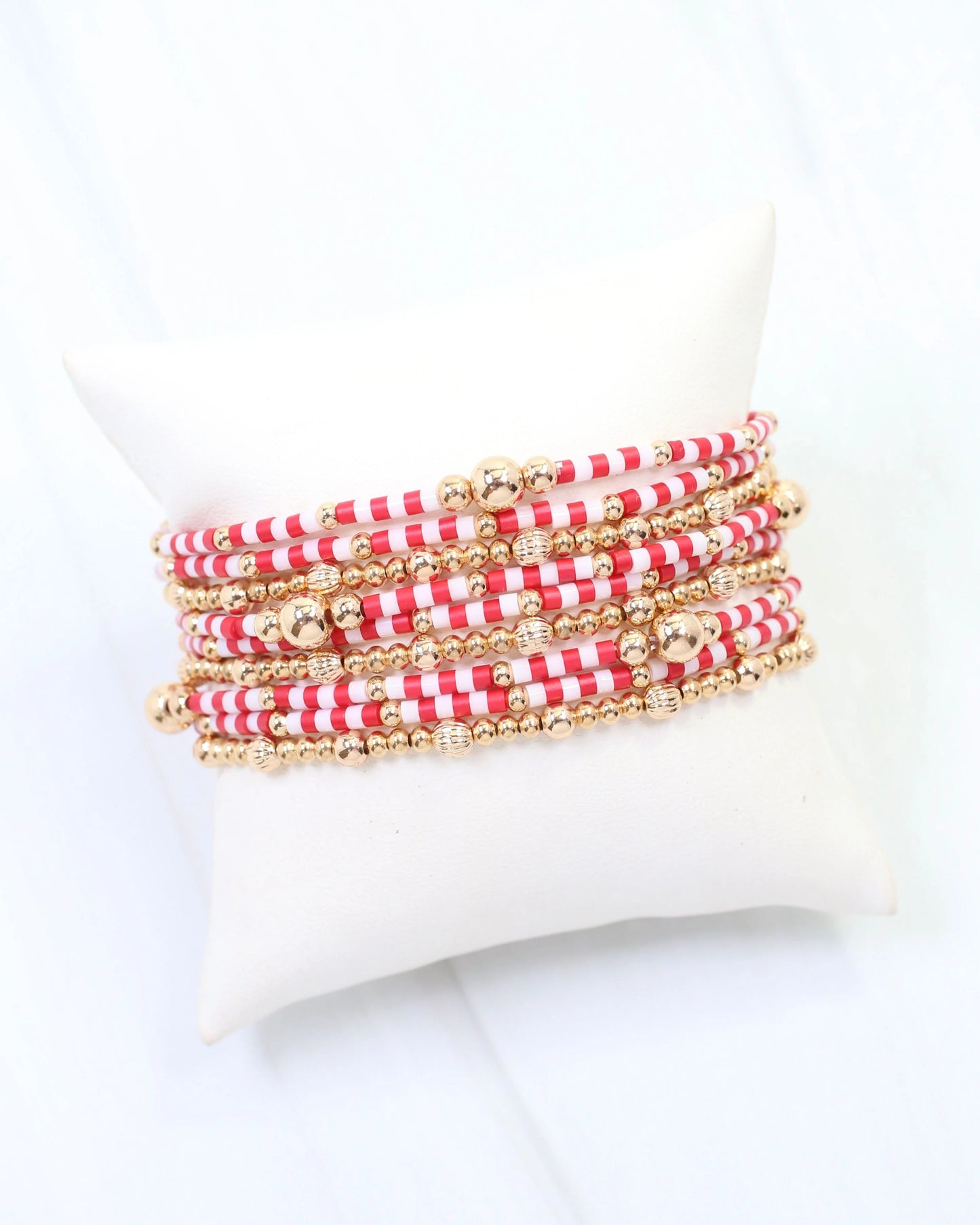 Renee Beaded Bracelet Set Red White