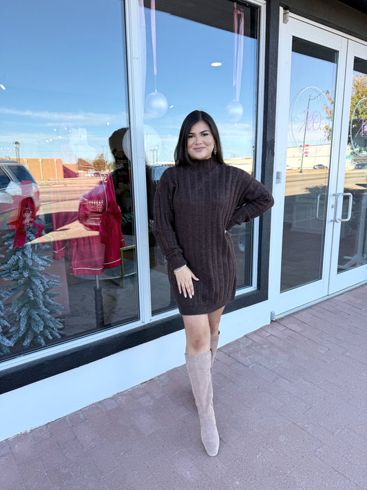 Luxe Brown Sweater Dress