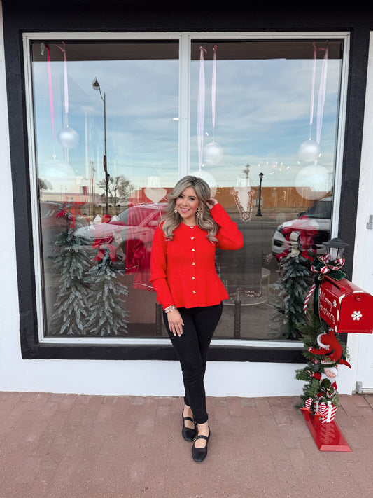 Holiday Greetings Red Cardigan
