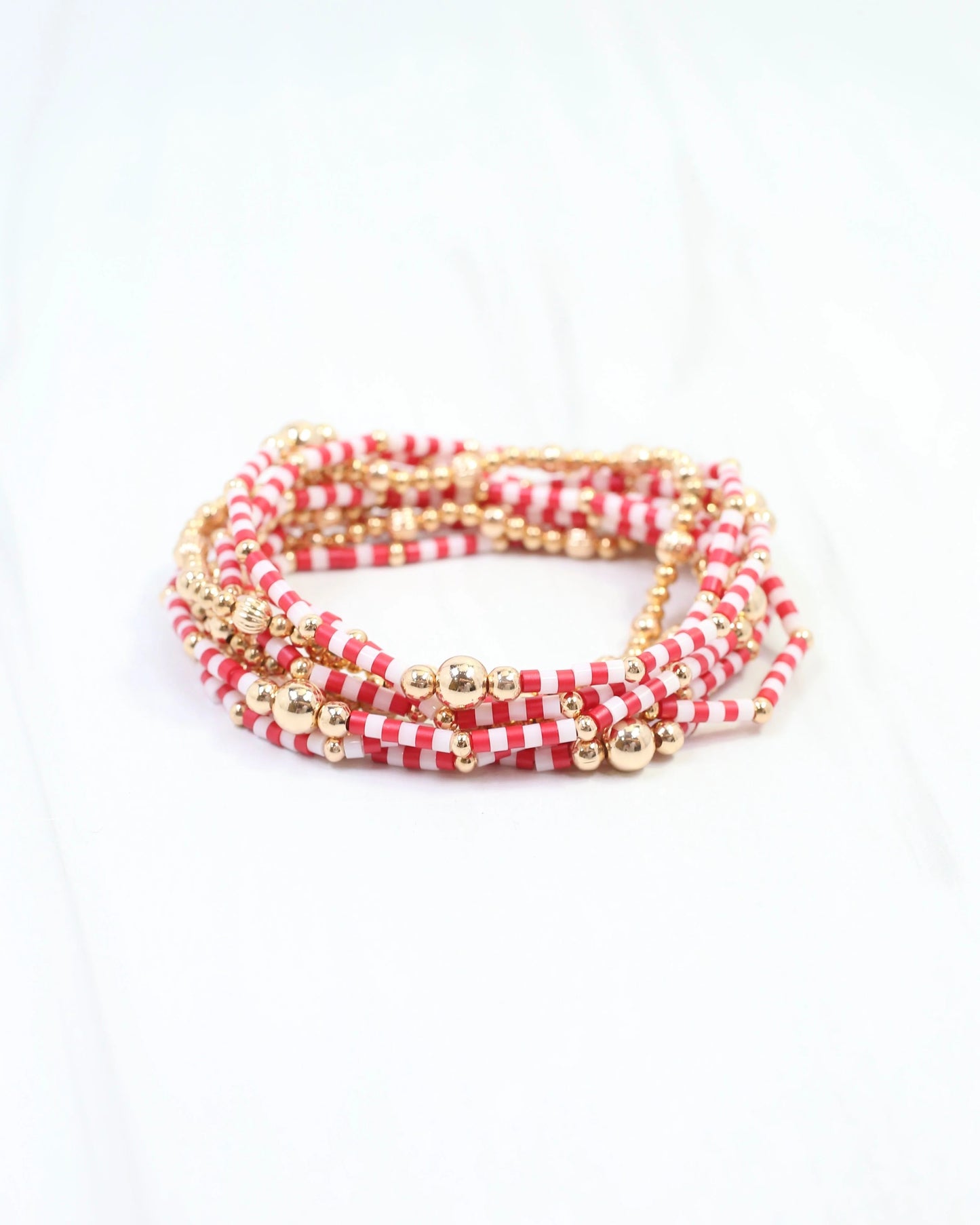 Renee Beaded Bracelet Set Red White