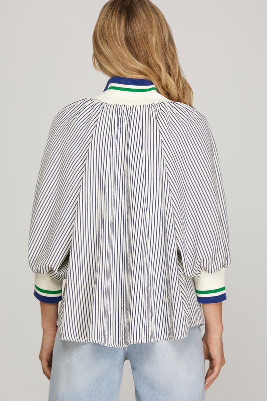 Lovely Navy Striped Blouse