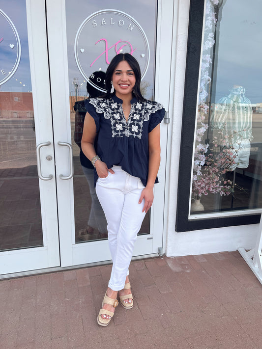 Blooming Navy Blouse