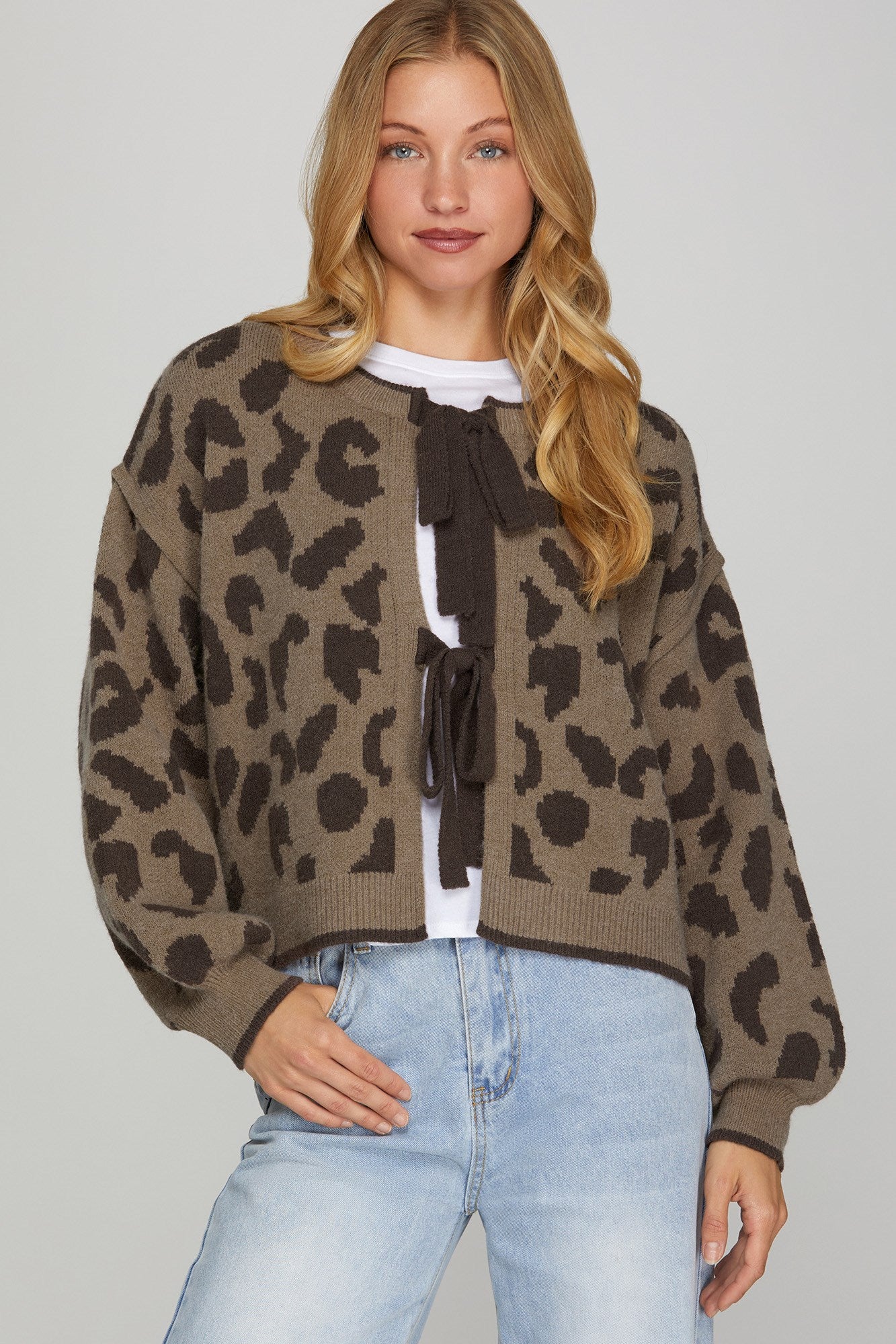 She's That Girl Leopard Bow Sweater