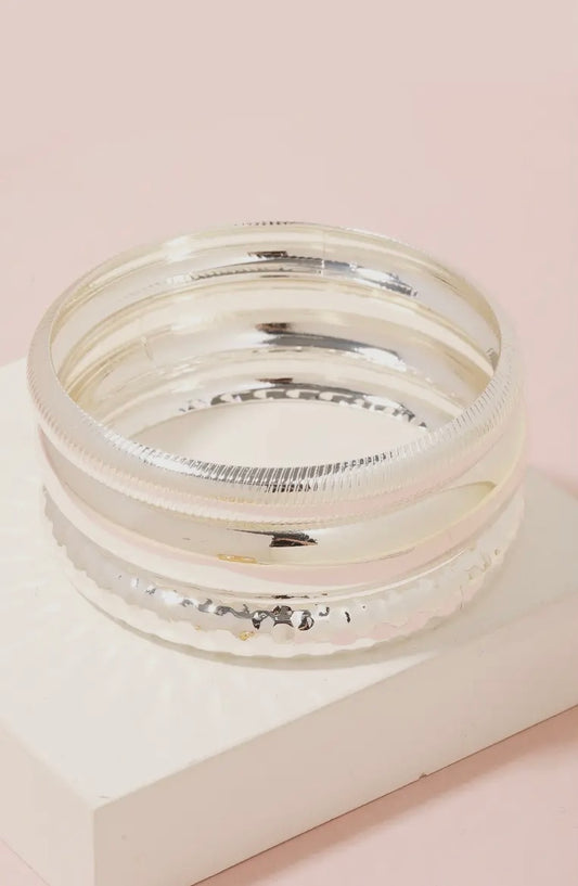 Silver Bangle Bracelet Set