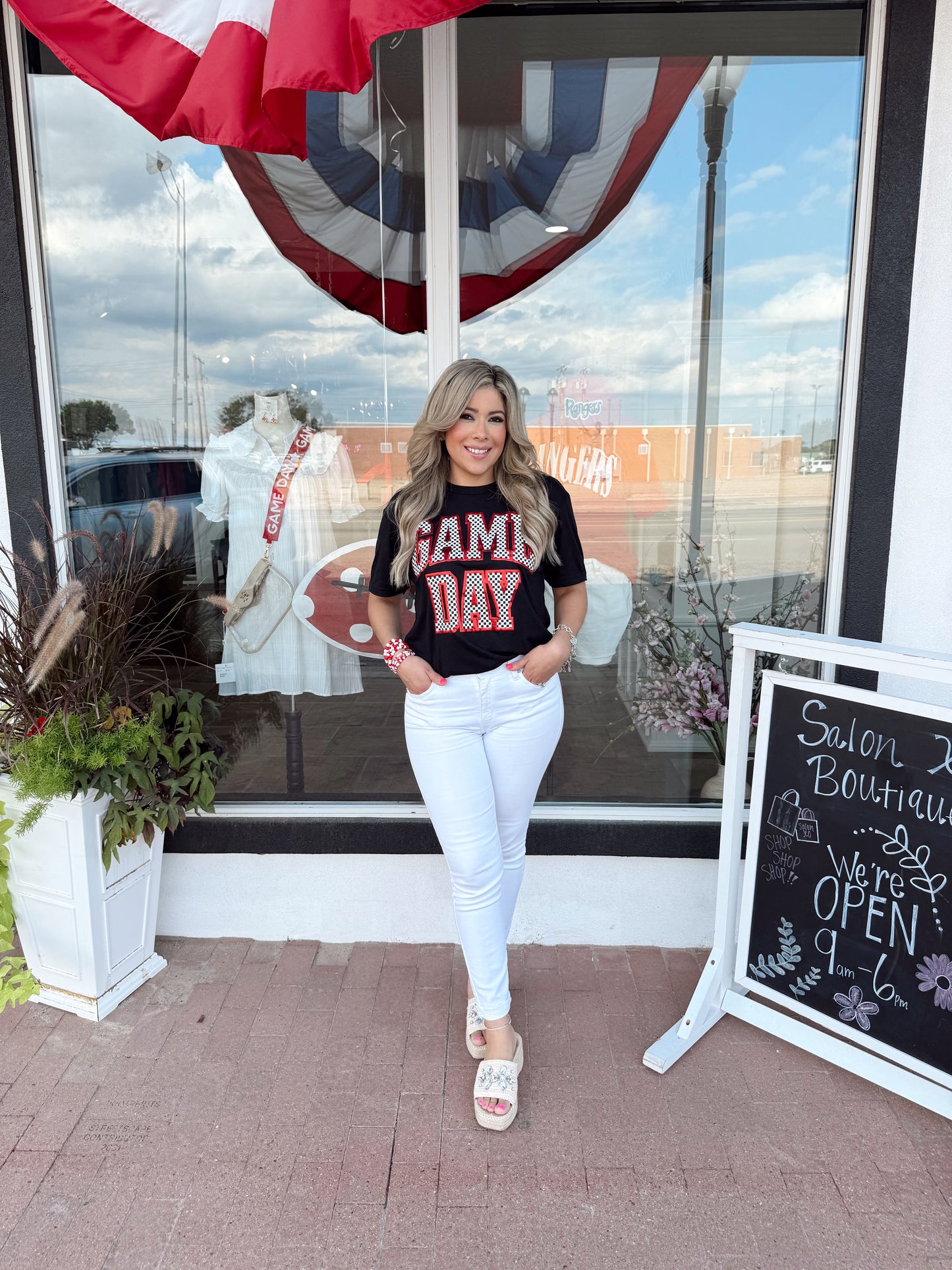 Checkered Game Day Black T-Shirt