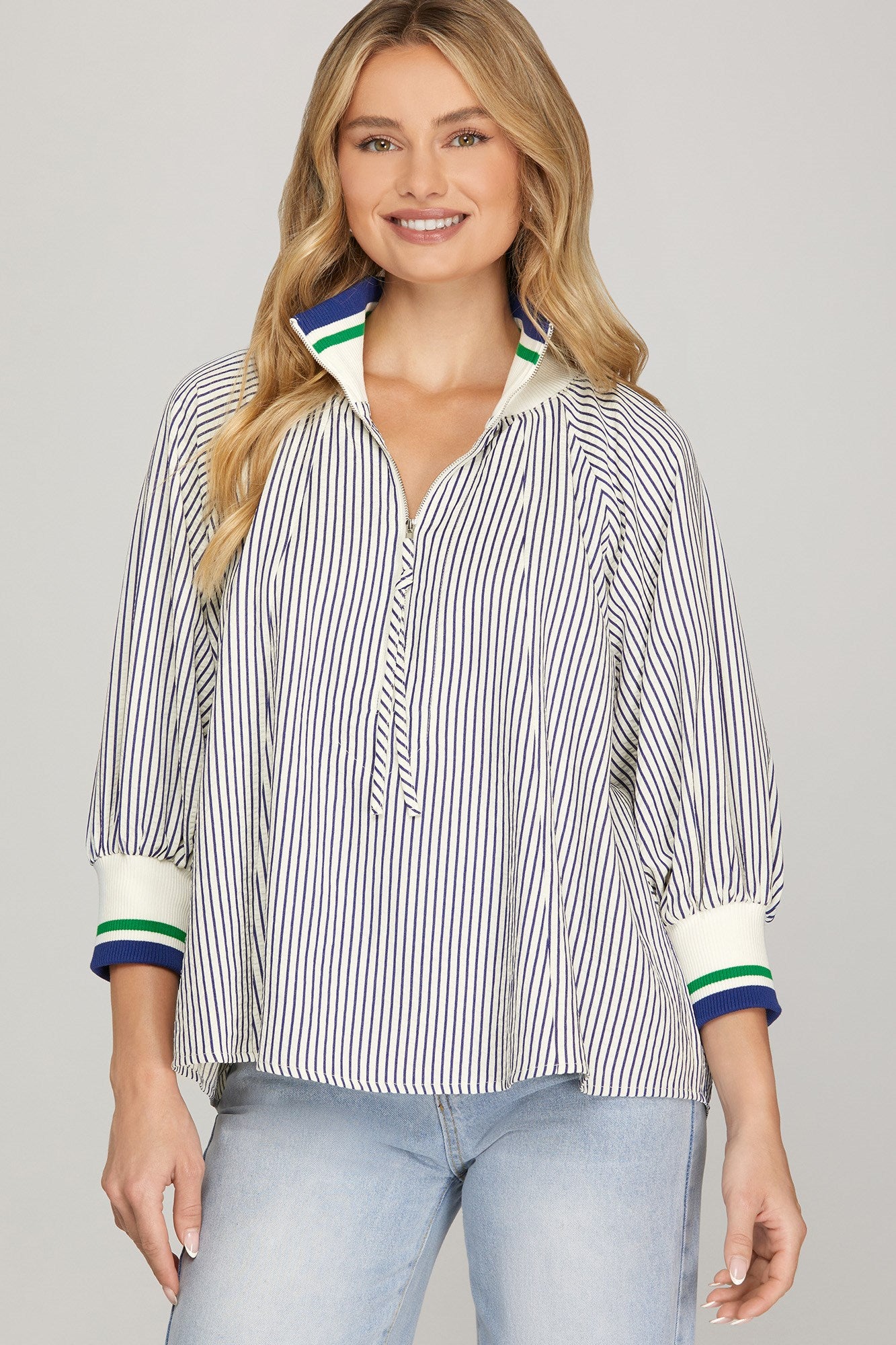 Lovely Navy Striped Blouse