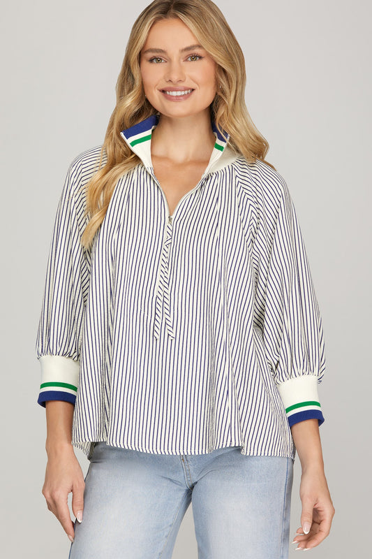 Lovely Navy Striped Blouse