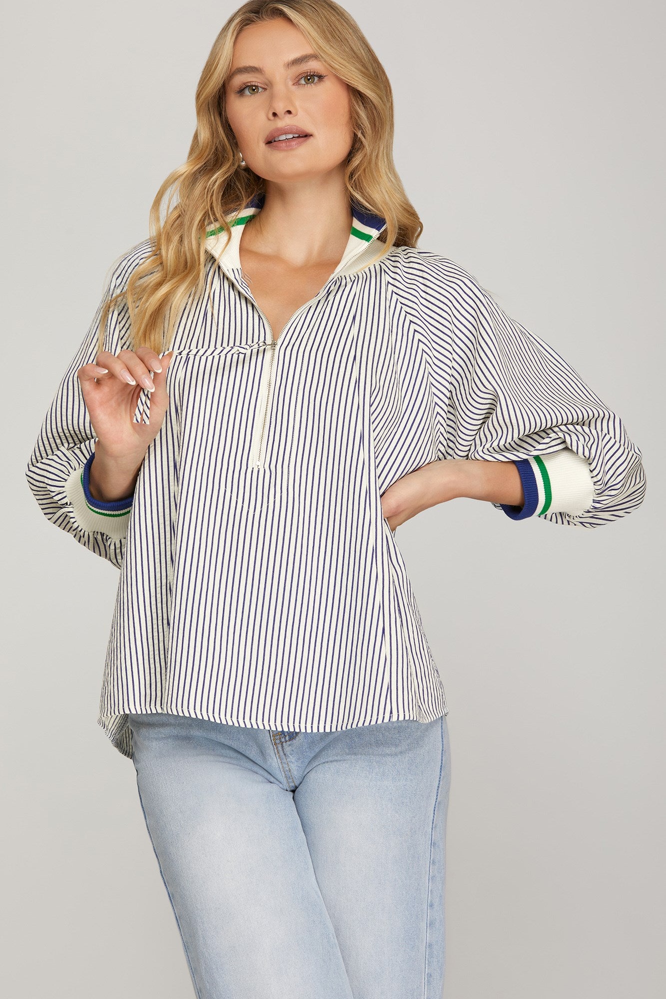 Lovely Navy Striped Blouse