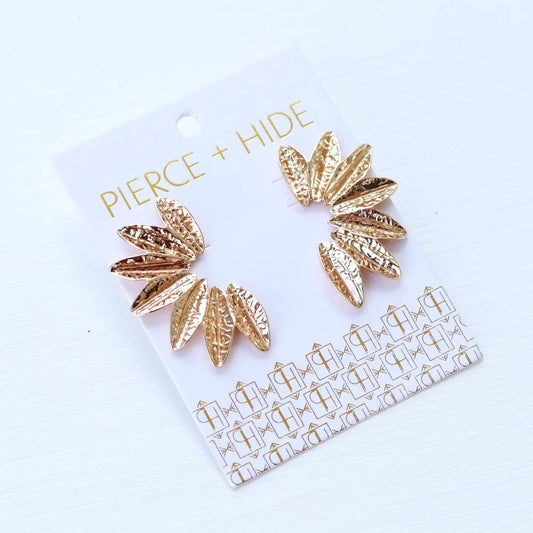 Small Textured Gold Wing Earrings
