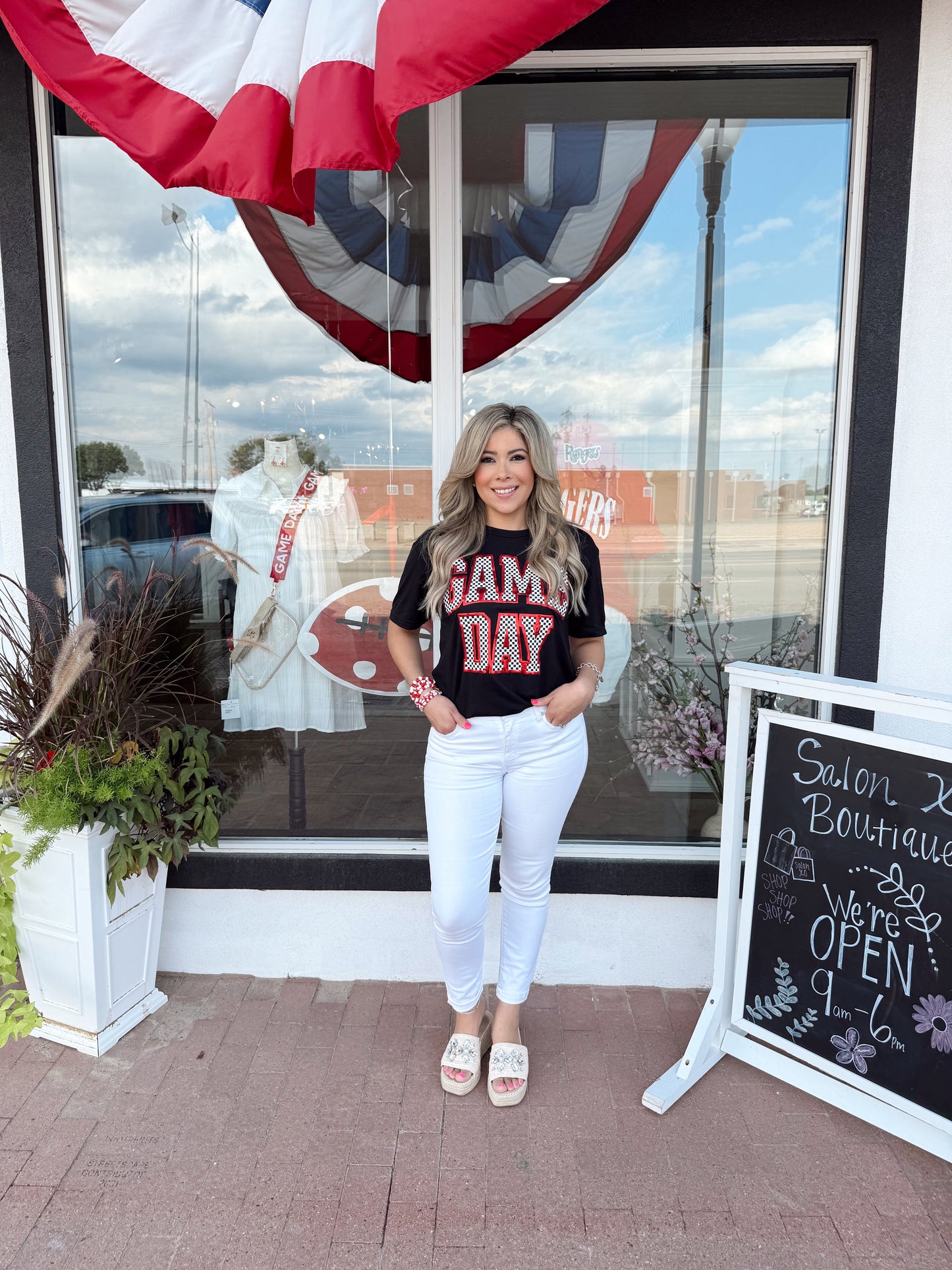 Checkered Game Day Black T-Shirt