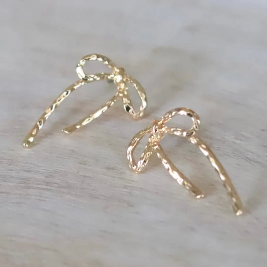 Textured Ribbon Bow Earrings