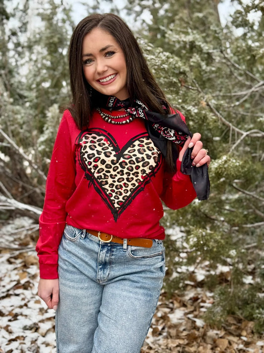 Mendy's Leopard Heart Long Sleeve Tee