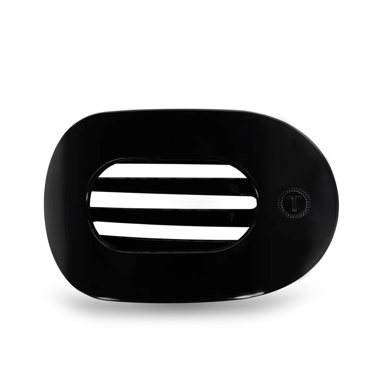 Jet Black Large Flat Round Hair Clip - Teleties