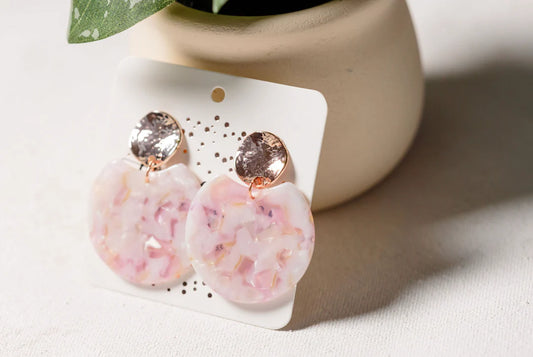 Pink Rose Acrylic Earrings