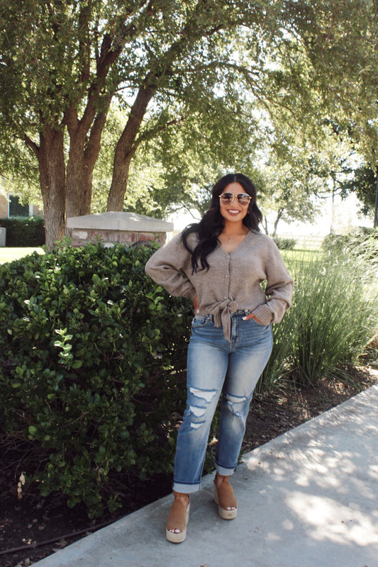 Stylish Warmth Mocha Sweater Cardigan