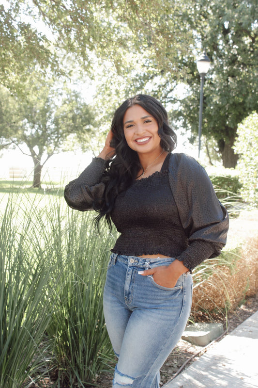 Lovely Day Dream Jacquard Black Top