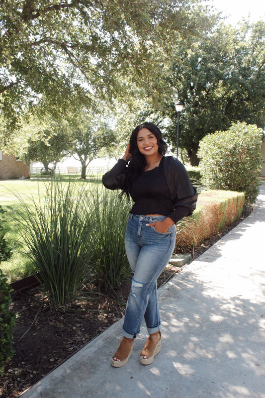 Lovely Day Dream Jacquard Black Top