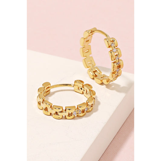 Studded Solid Chain Hoop Earrings