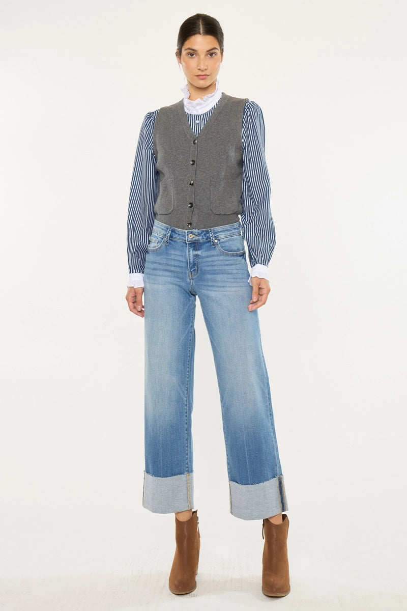 Blair Mid Rise Crop Wide Leg Jeans