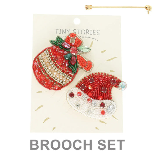 Christmas Theme Assorted Brooch Pin Set - 2 Pack