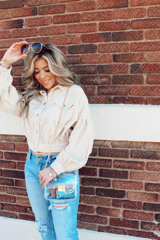 Love In Your Eyes Beige Crop Jacket