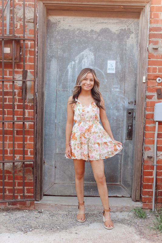 Orange Multi Color Romper