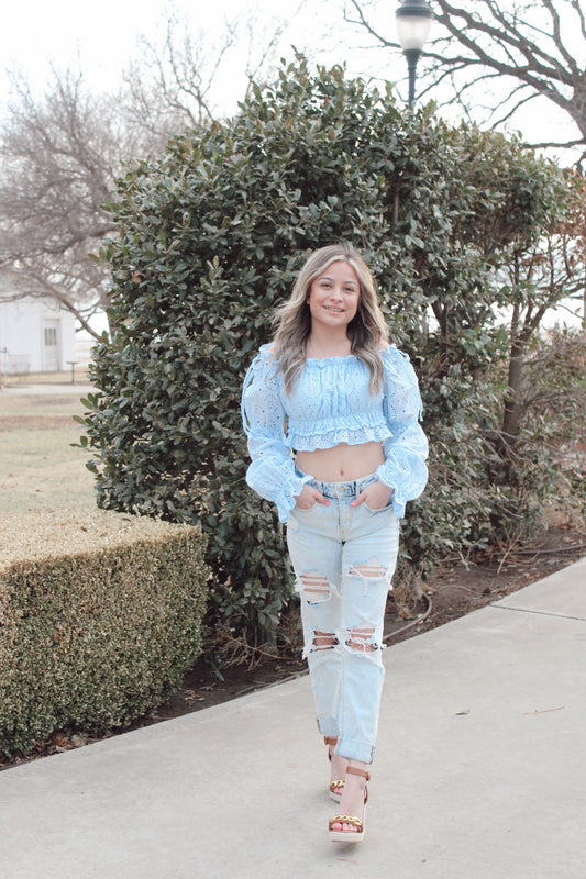 Love Letters Off-the-shoulder Eyelet Top